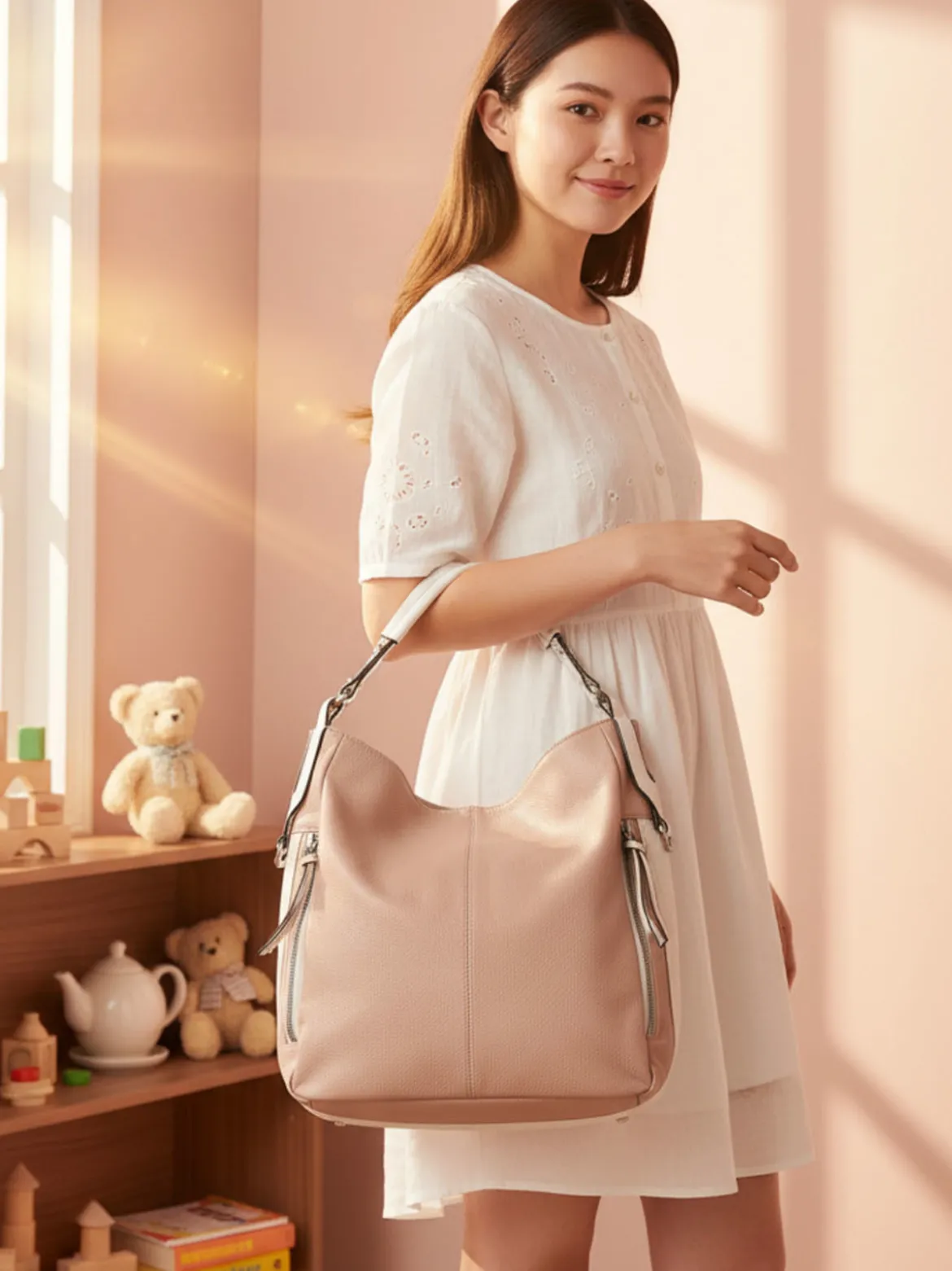Solada Borsa hobo da donna in ecopelle - rosa