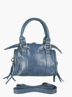 Solada Borsa mini da donna in ecopelle con doppi manici e specchietto - blu