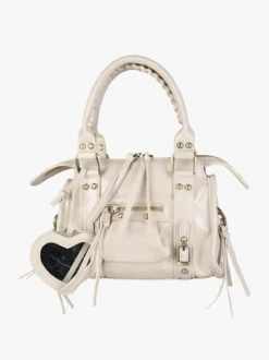 Solada Borsa mini da donna in ecopelle con doppi manici e specchietto - beige