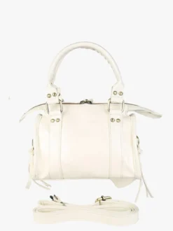 Solada Borsa mini da donna in ecopelle con doppi manici e specchietto - bianco