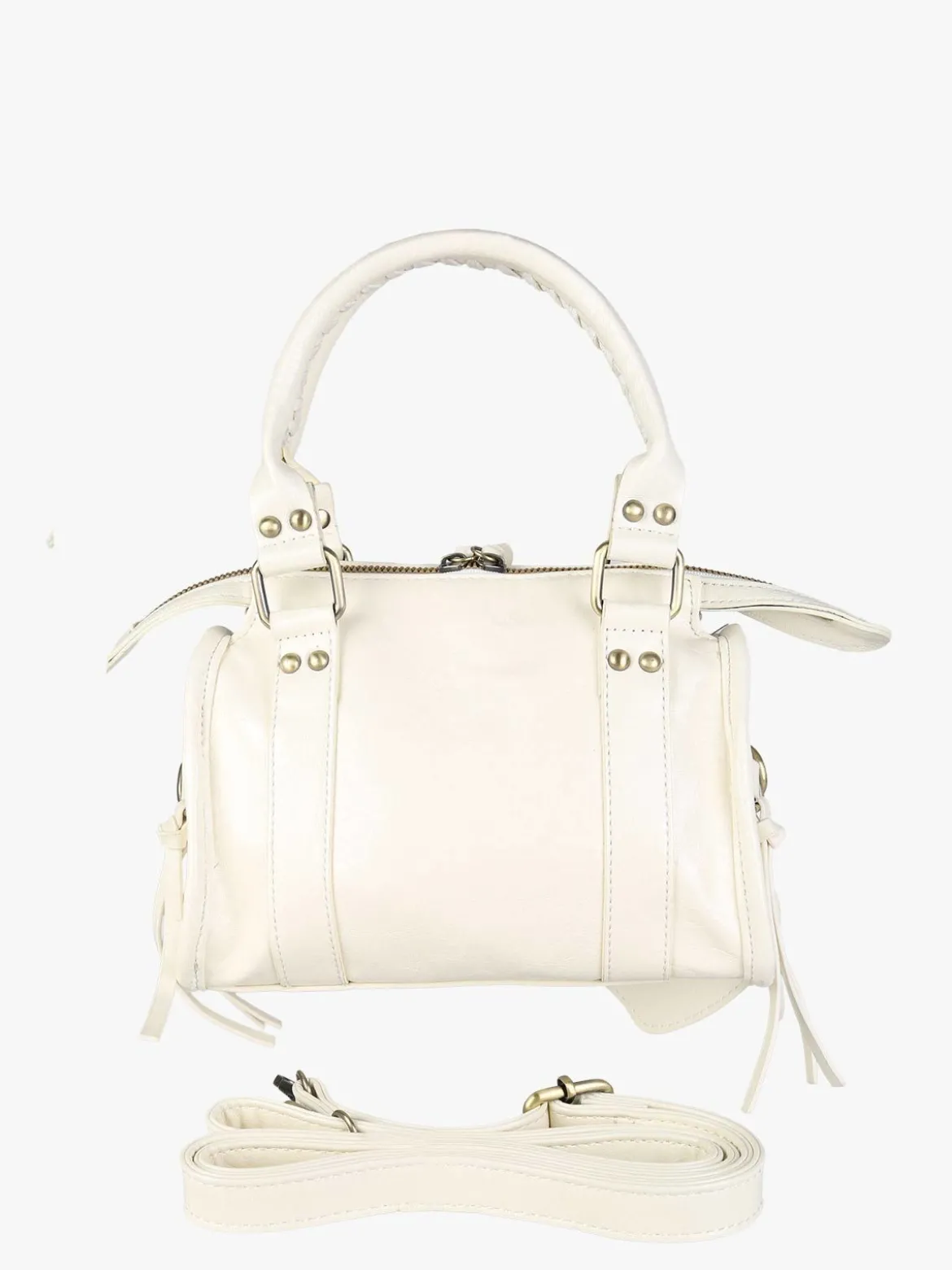Solada Borsa mini da donna in ecopelle con doppi manici e specchietto - bianco