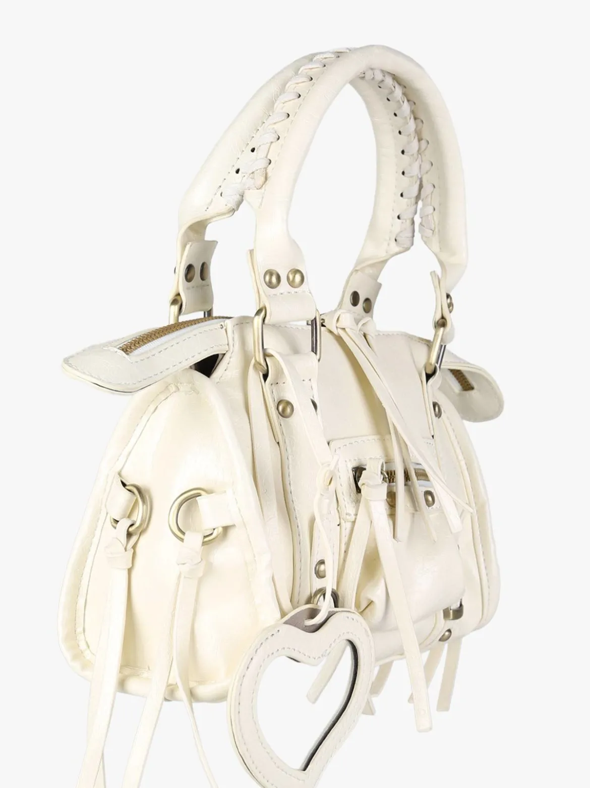 Solada Borsa mini da donna in ecopelle con doppi manici e specchietto - bianco