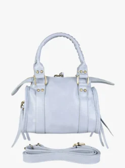 Solada Borsa mini da donna in ecopelle con doppi manici e specchietto - azzurro
