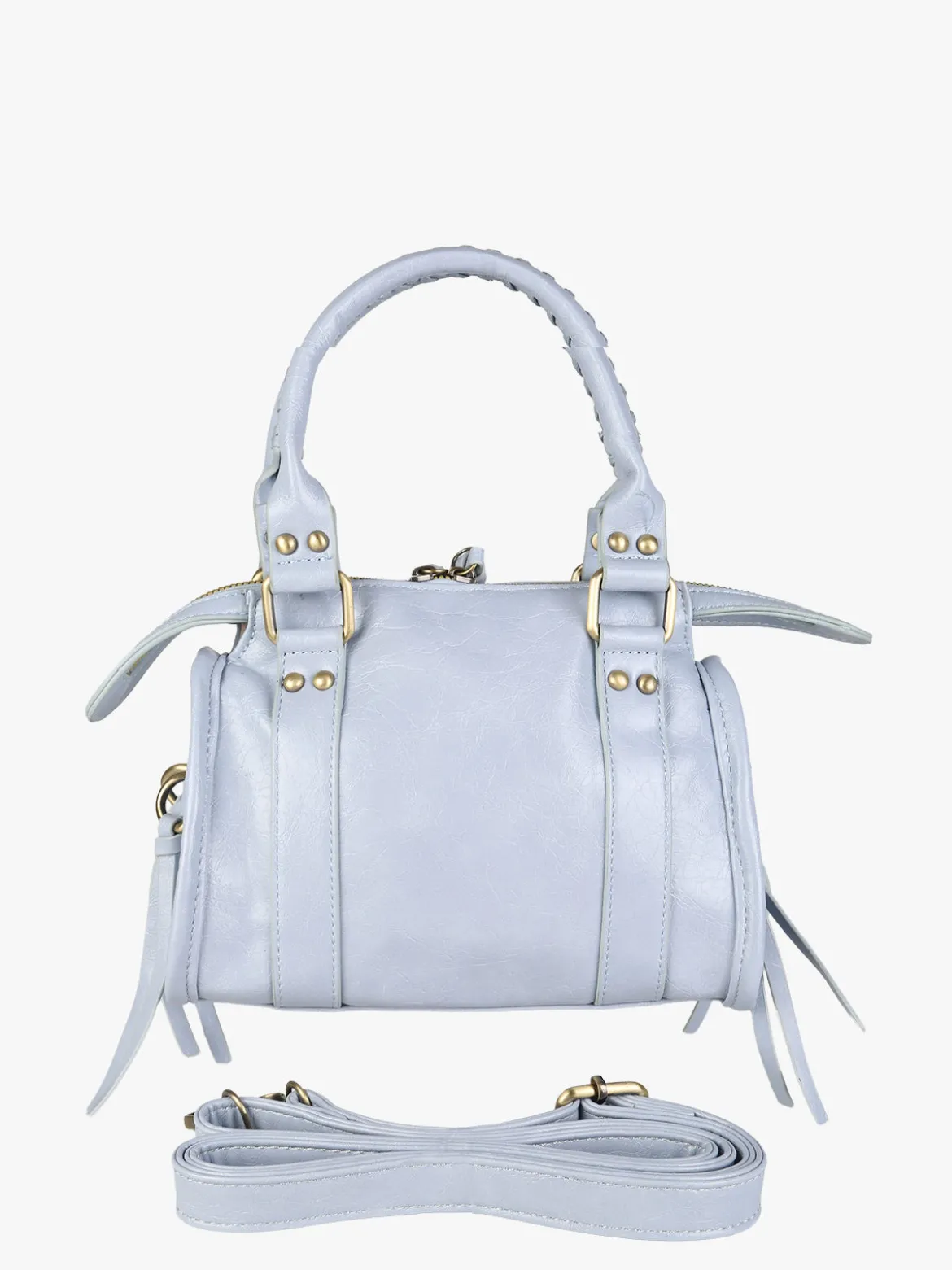 Solada Borsa mini da donna in ecopelle con doppi manici e specchietto - azzurro