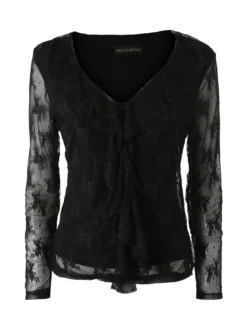 Solada Camicetta in pizzo da donna con scollo V - nero