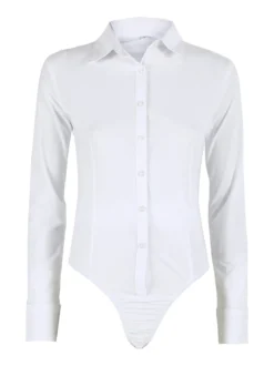 Solada Camicia body donna a maniche lunghe - bianco