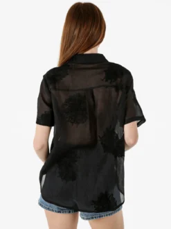 Solada Camicia da donna a maniche corte con ricami - nero