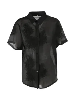 Solada Camicia da donna a maniche corte con ricami - nero