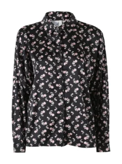 Solada Camicia da donna a maniche lunghe con stampa floreale - nero