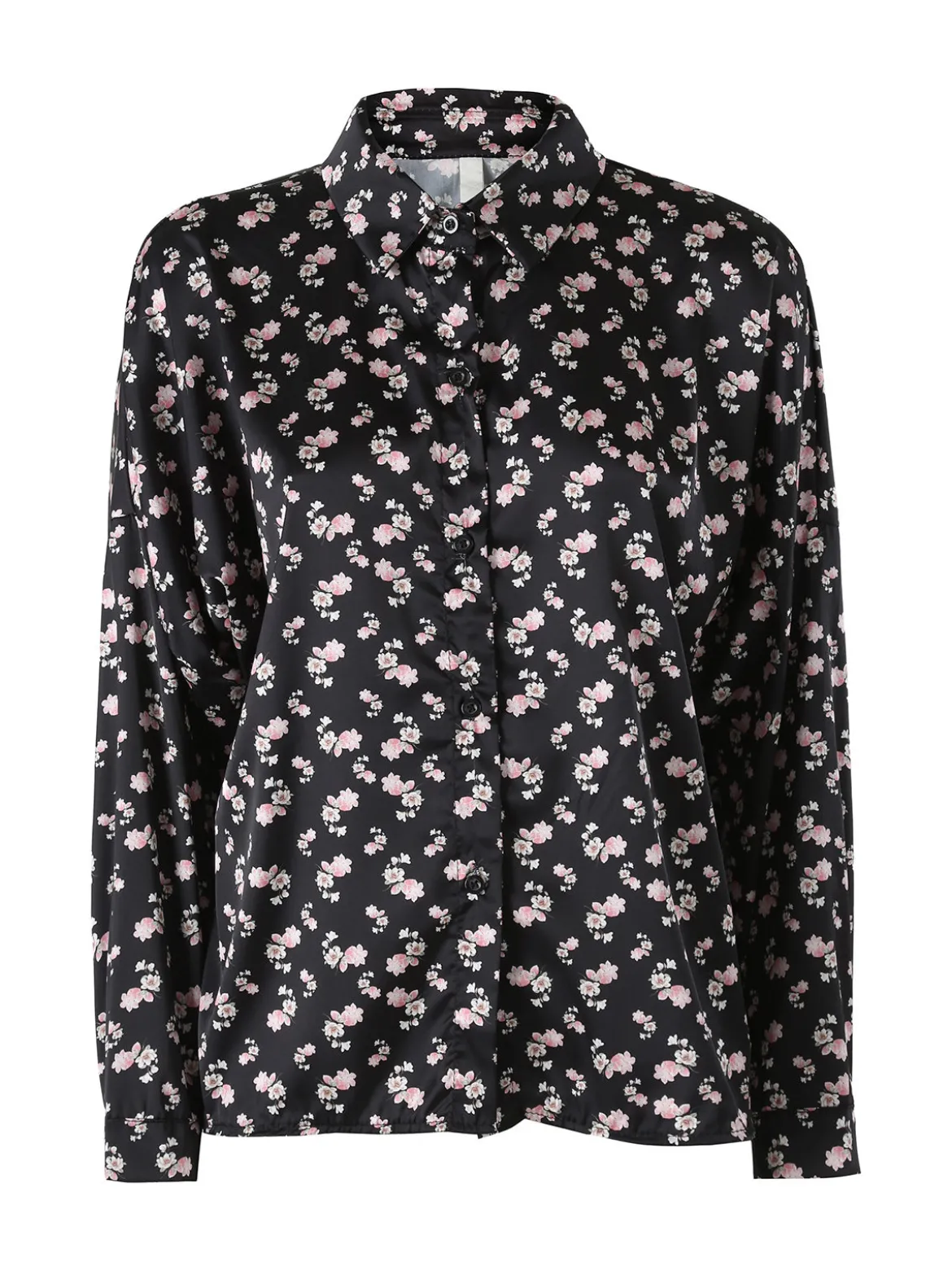 Solada Camicia da donna a maniche lunghe con stampa floreale - nero