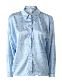 Solada Camicia da donna a maniche lunghe con stampa floreale - azzurro