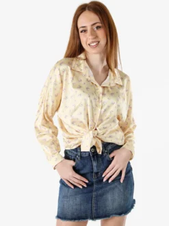 Solada Camicia da donna a maniche lunghe con stampa floreale - giallo