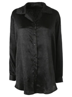 Solada Camicia da donna a maniche lunghe effetto crépe - nero
