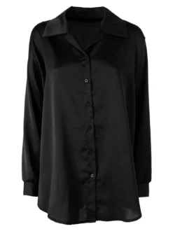 Solada Camicia da donna a maniche lunghe in tessuto simil raso - nero