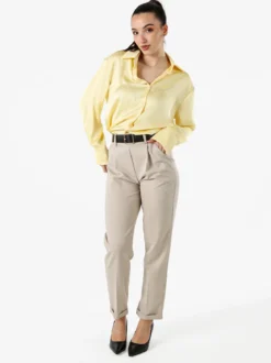 Solada Camicia da donna effetto raso a maniche lunghe - giallo