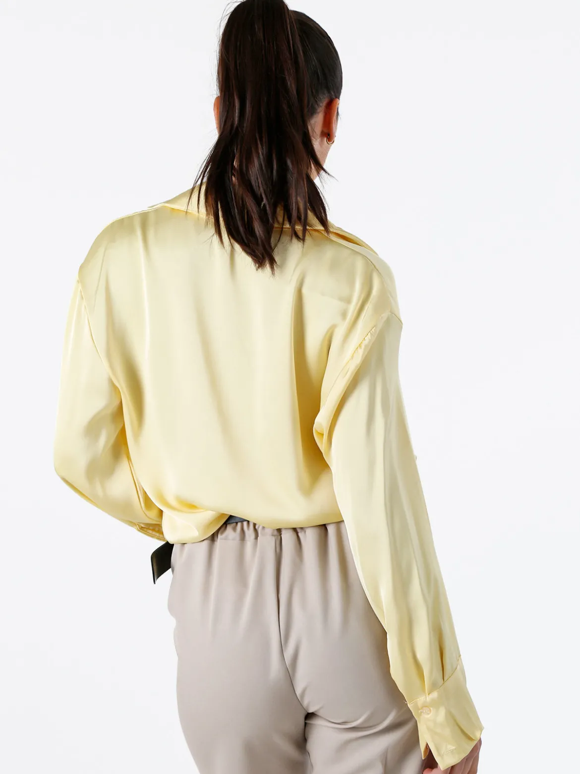 Solada Camicia da donna effetto raso a maniche lunghe - giallo