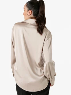 Solada Camicia da donna effetto raso a maniche lunghe - khaki