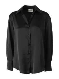 Solada Camicia da donna effetto raso a maniche lunghe - nero