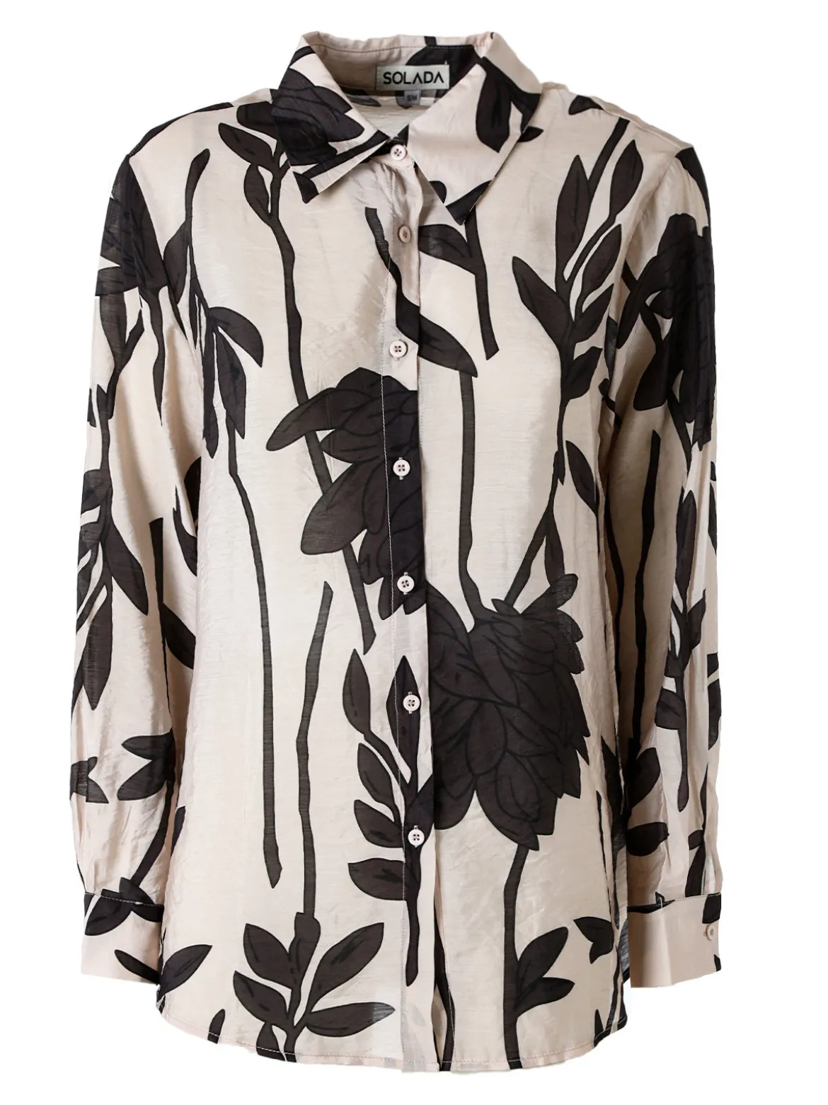 Solada Camicia da donna in misto cotone con stampa floreale a maniche lunghe - taupe