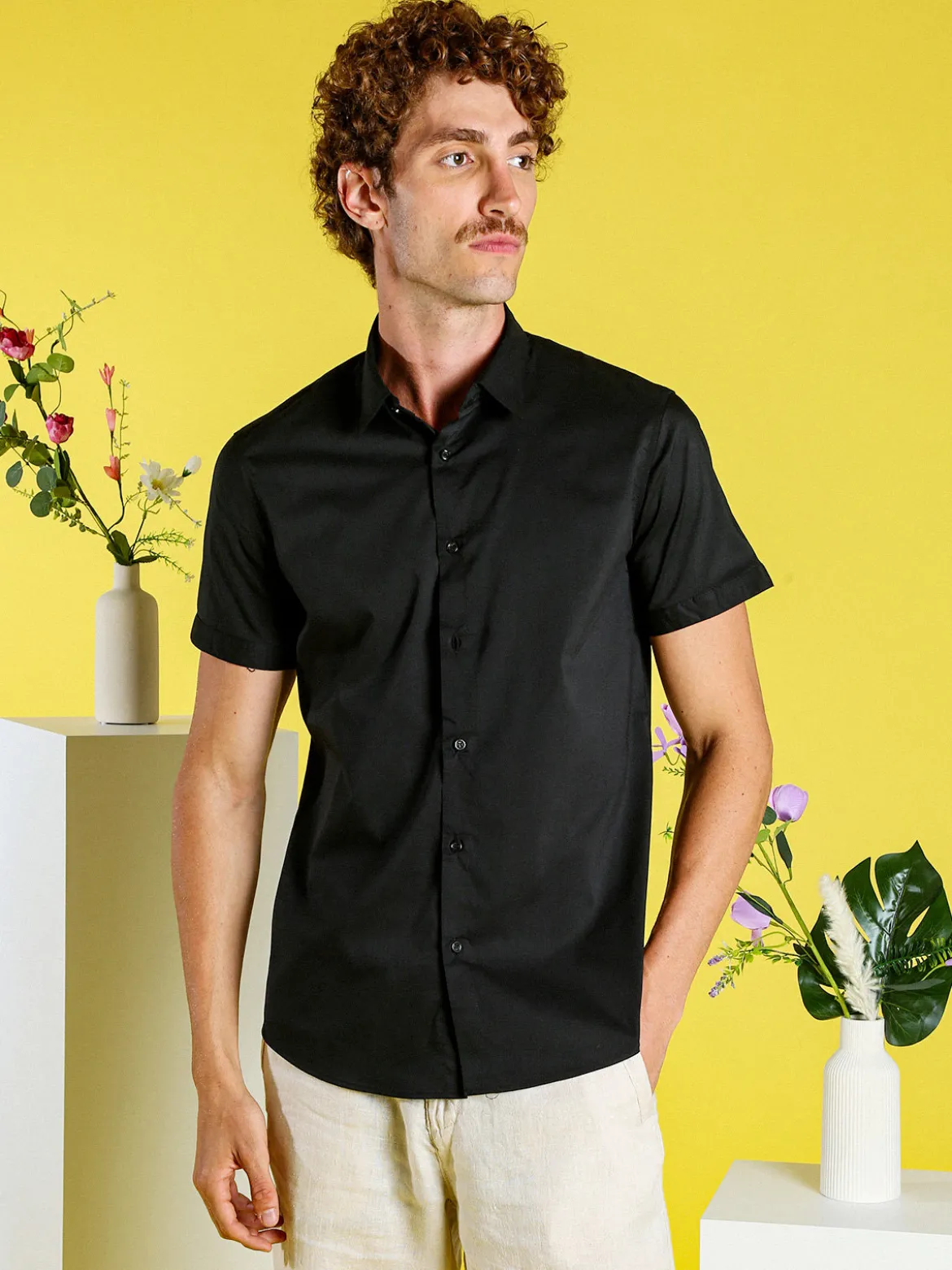 Solada Camicia da uomo a maniche corte - nero