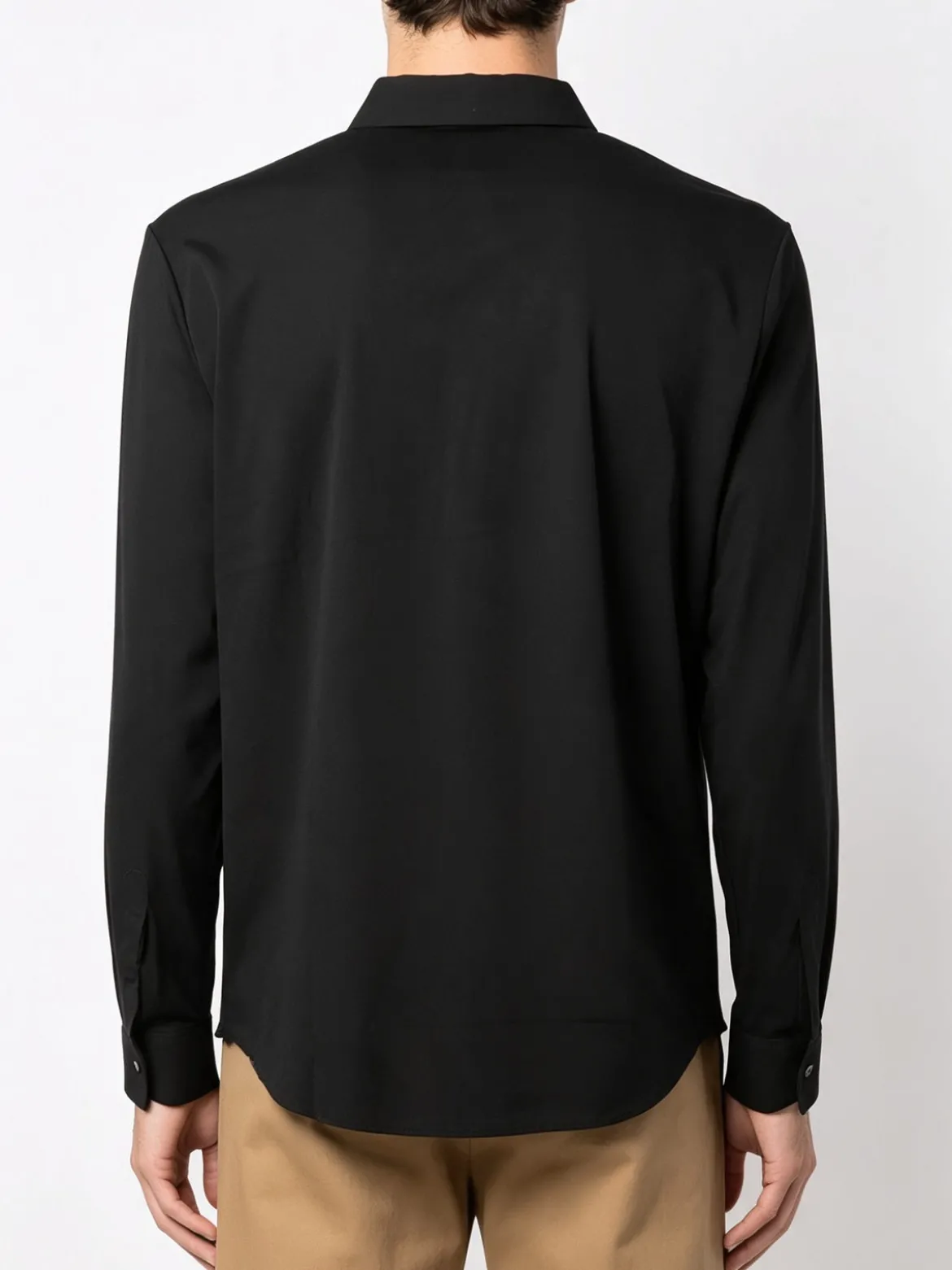 Solada Camicia da uomo a maniche lunghe in tessuto elasticizzato - nero