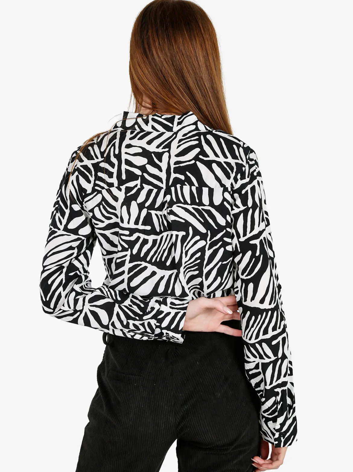 Solada Camicia donna a fantasia in misto cotone - nero