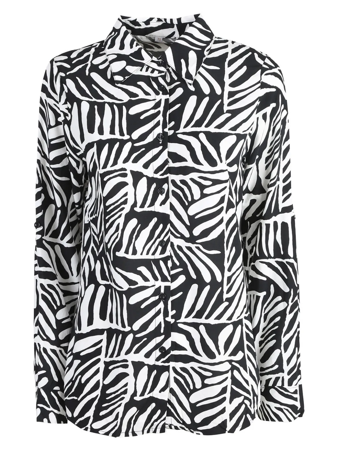 Solada Camicia donna a fantasia in misto cotone - nero