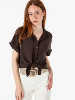 Solada Camicia donna a maniche corte in viscosa - moro
