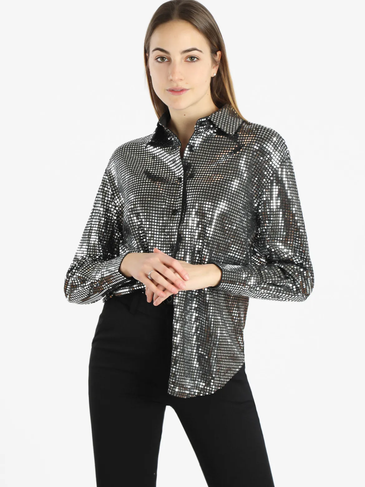 Solada Camicia donna a maniche lunghe con lustrini
