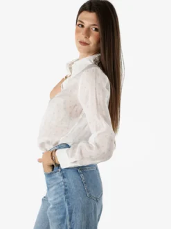 Solada Camicia donna a maniche lunghe con stampa a pois - bianco