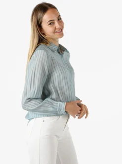 Solada Camicia donna a maniche lunghe con stampa a righe - acqua marina