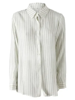 Solada Camicia donna a maniche lunghe con stampa a righe - panna