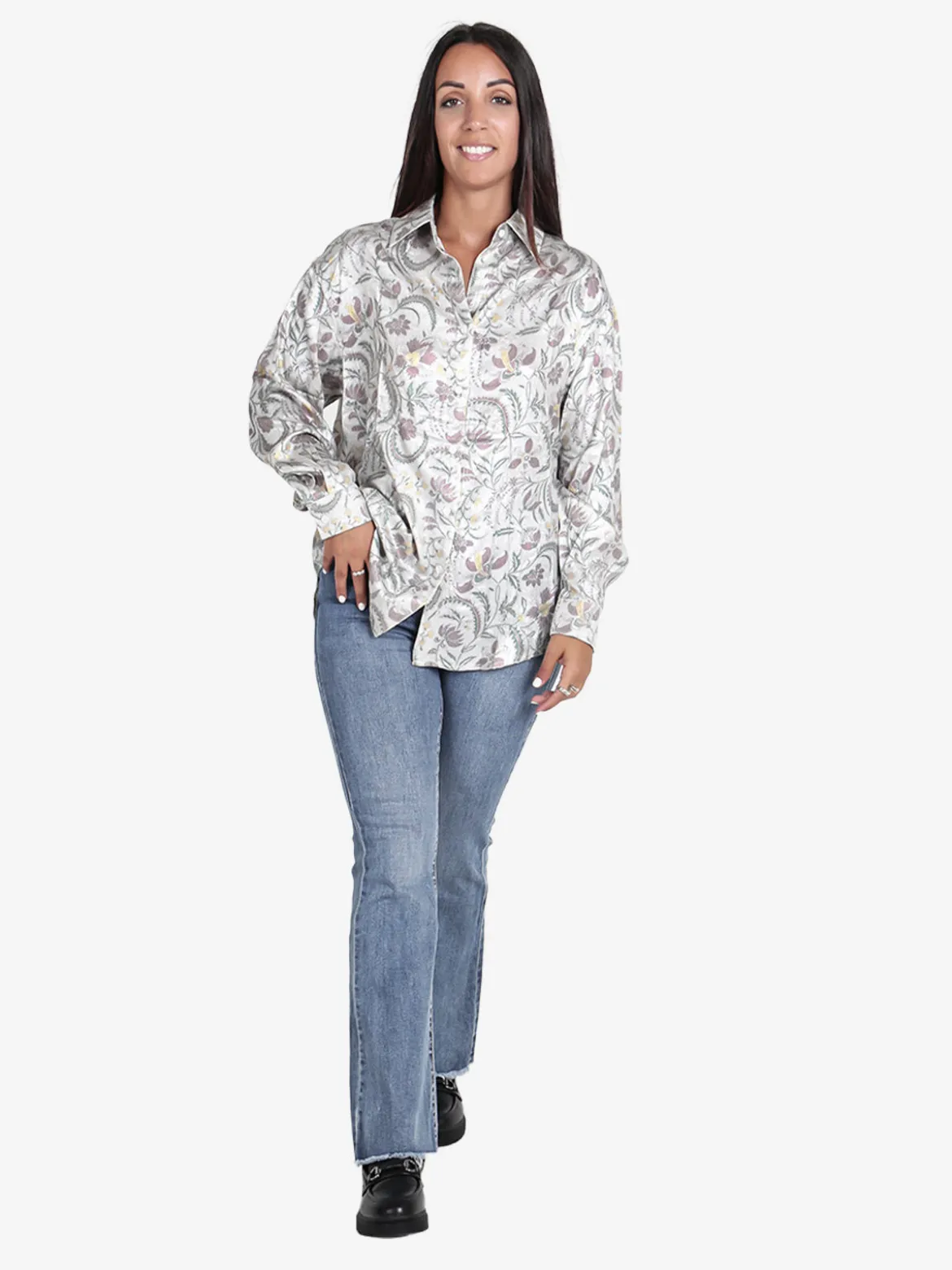 Solada Camicia donna a maniche lunghe con stampa disegni