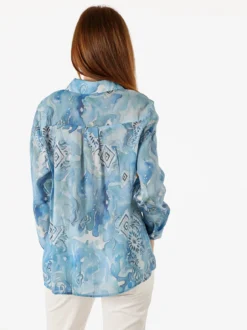 Solada Camicia donna a maniche lunghe con stampe - azzurro