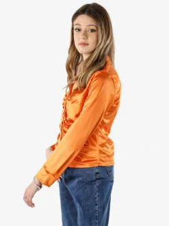 Solada Camicia donna a maniche lunghe effetto raso - arancione