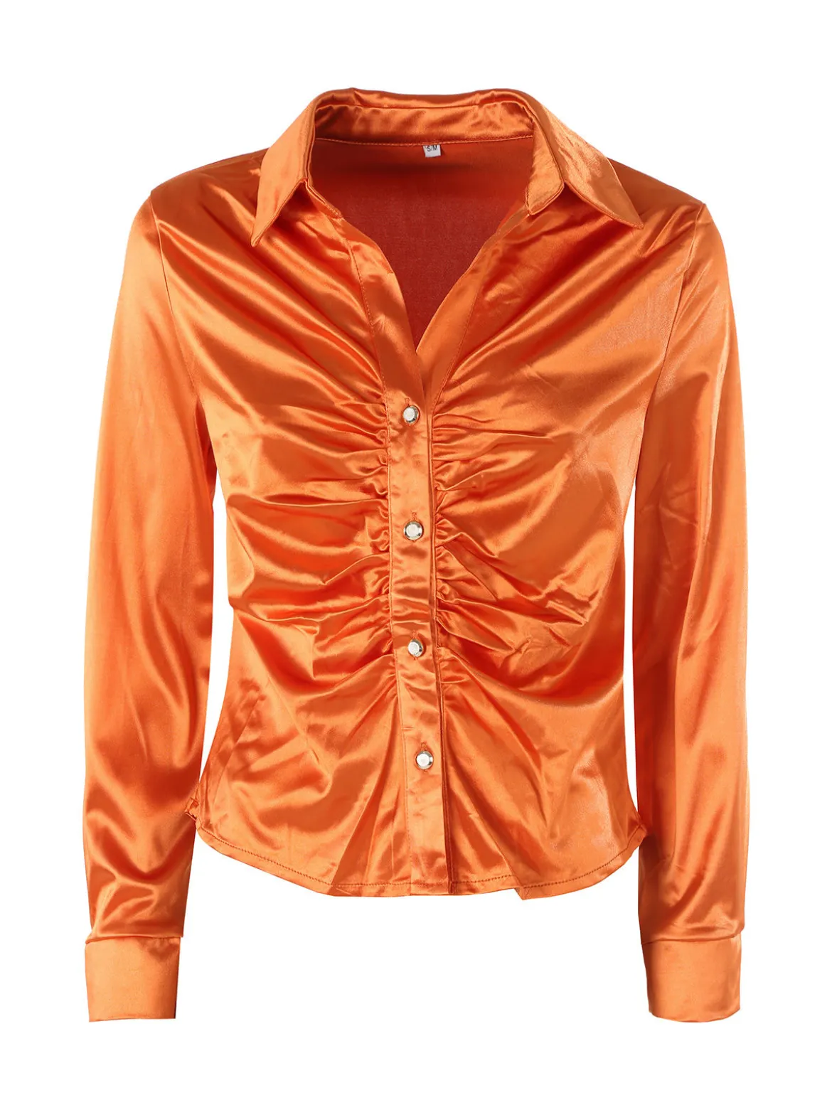 Solada Camicia donna a maniche lunghe effetto raso - arancione