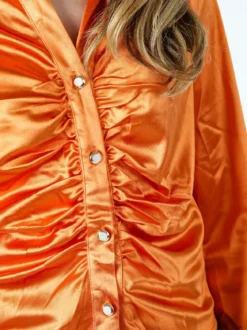 Solada Camicia donna a maniche lunghe effetto raso - arancione