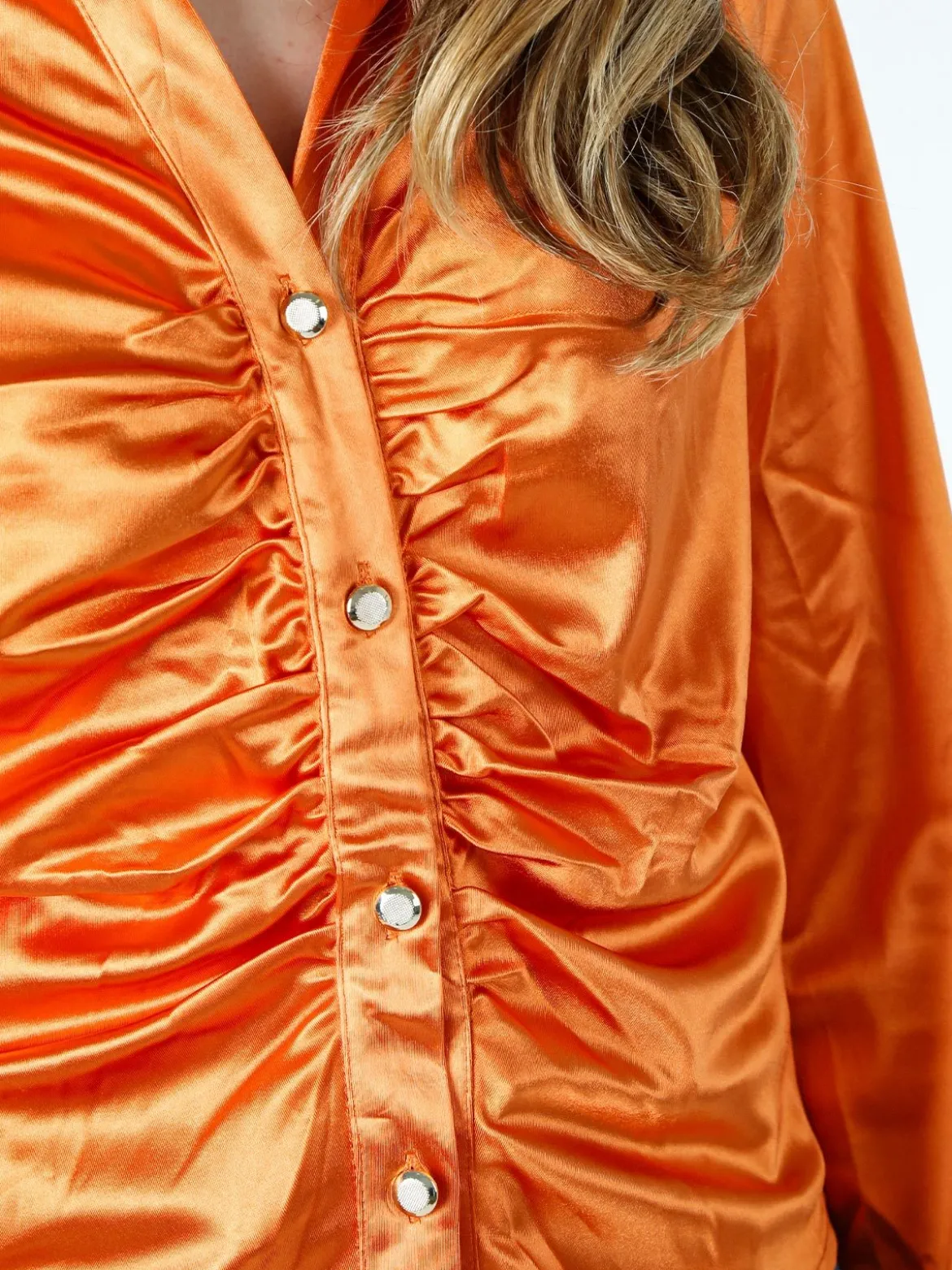 Solada Camicia donna a maniche lunghe effetto raso - arancione