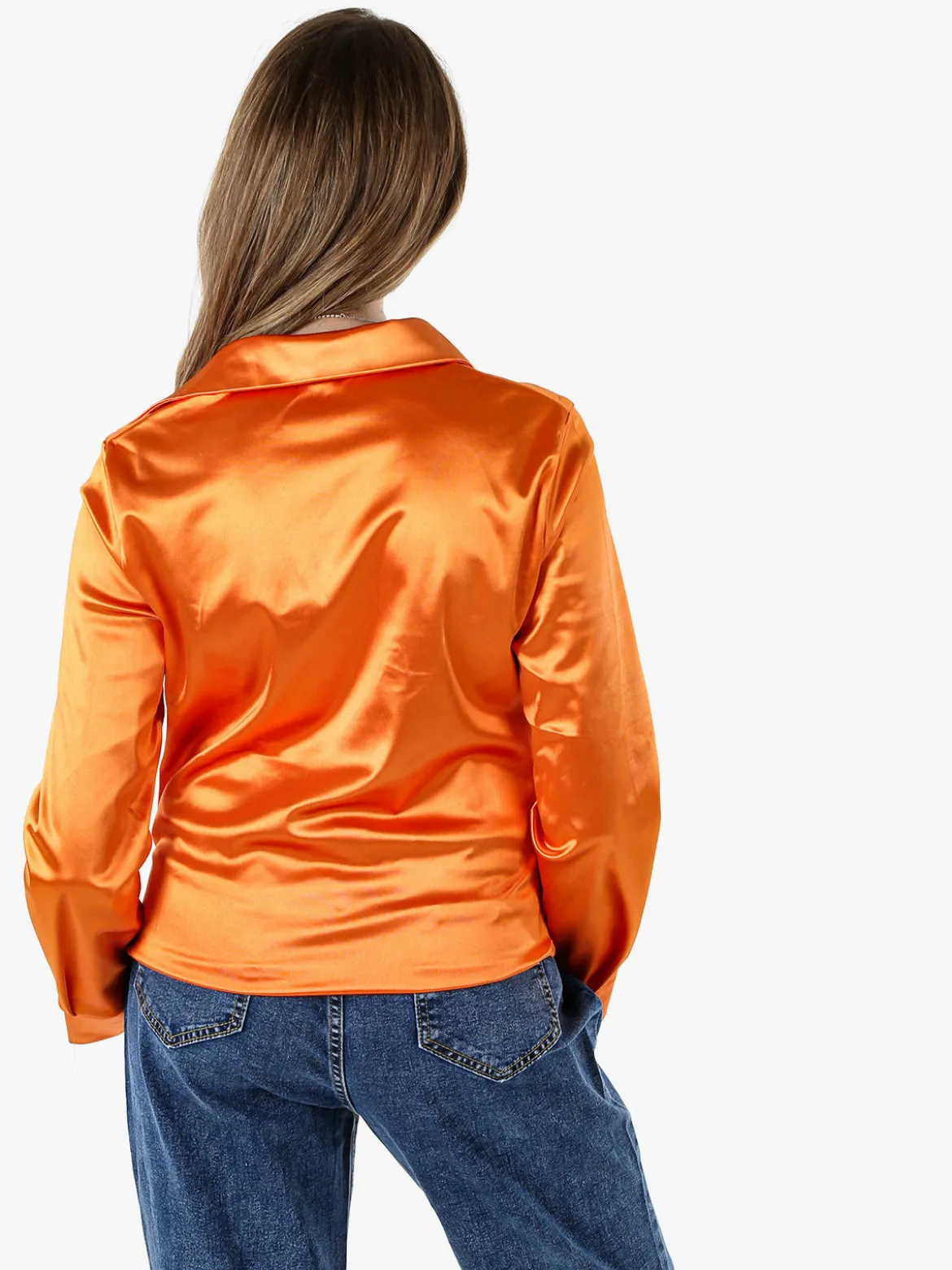 Solada Camicia donna a maniche lunghe effetto raso - arancione