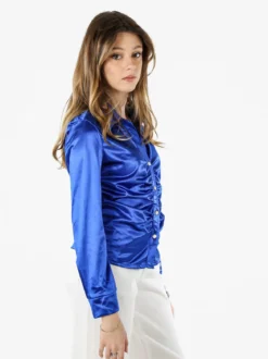 Solada Camicia donna a maniche lunghe effetto raso - bluette
