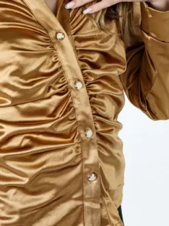 Solada Camicia donna a maniche lunghe effetto raso - cammello