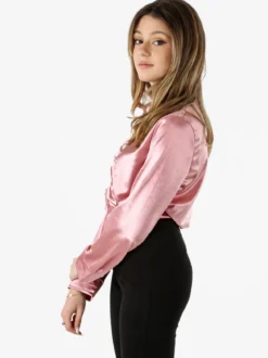 Solada Camicia donna a maniche lunghe effetto raso - rosa