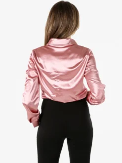 Solada Camicia donna a maniche lunghe effetto raso - rosa