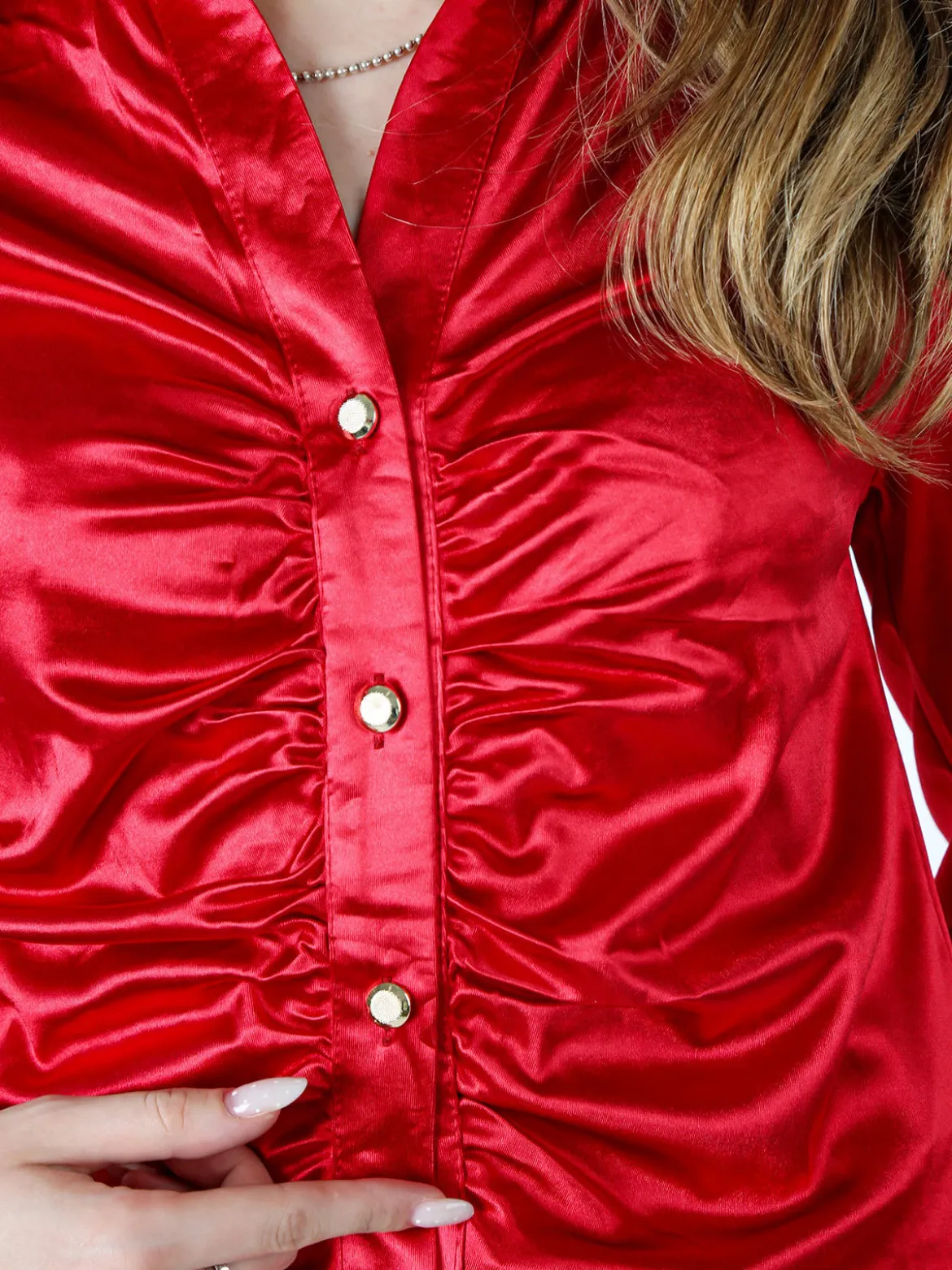 Solada Camicia donna a maniche lunghe effetto raso - rosso