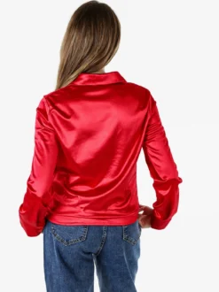 Solada Camicia donna a maniche lunghe effetto raso - rosso