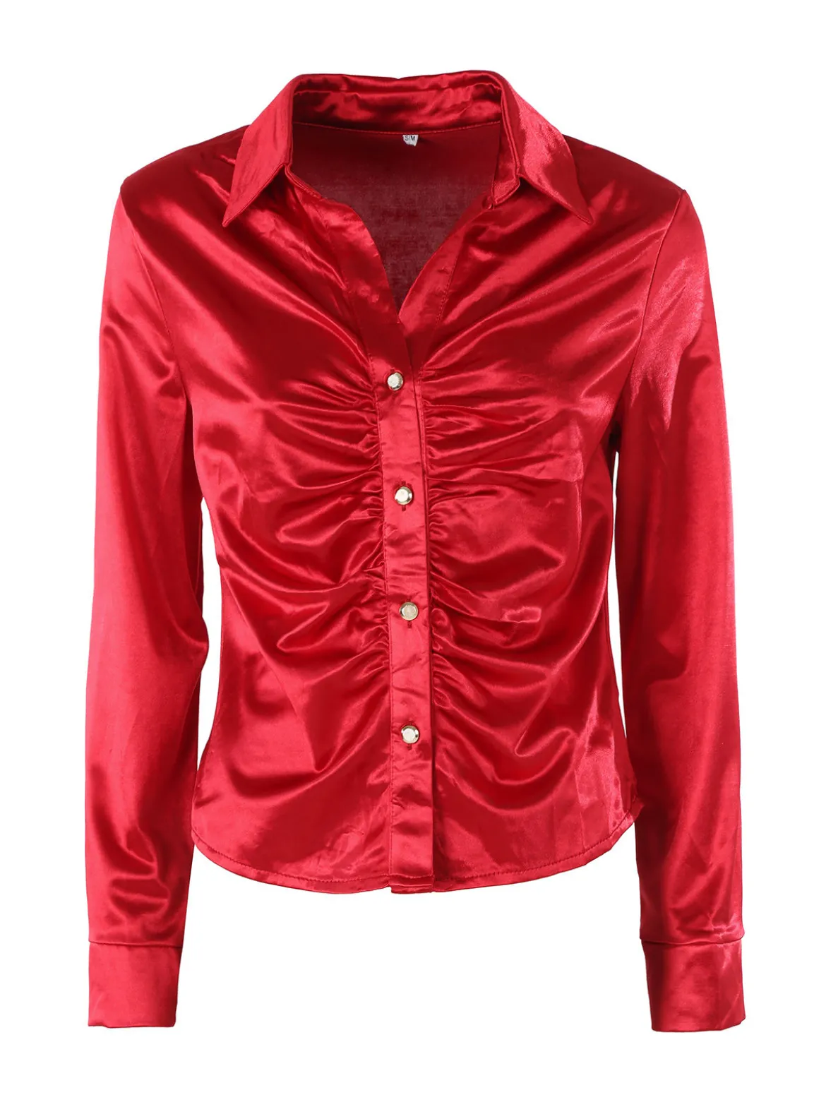 Solada Camicia donna a maniche lunghe effetto raso - rosso