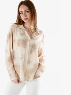 Solada Camicia donna a maniche lunghe effetto seta - beige