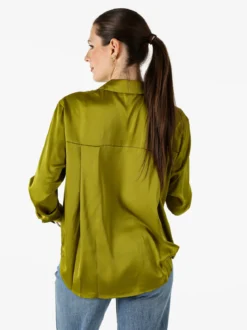 Solada Camicia donna a maniche lunghe in tessuto simil raso - oliva