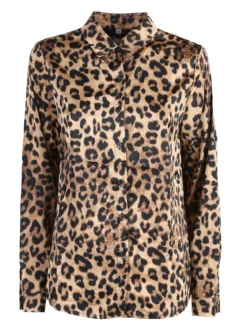 Solada Camicia donna animalier a maniche lunghe - cammello