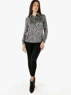 Solada Camicia donna animalier a maniche lunghe - grigio